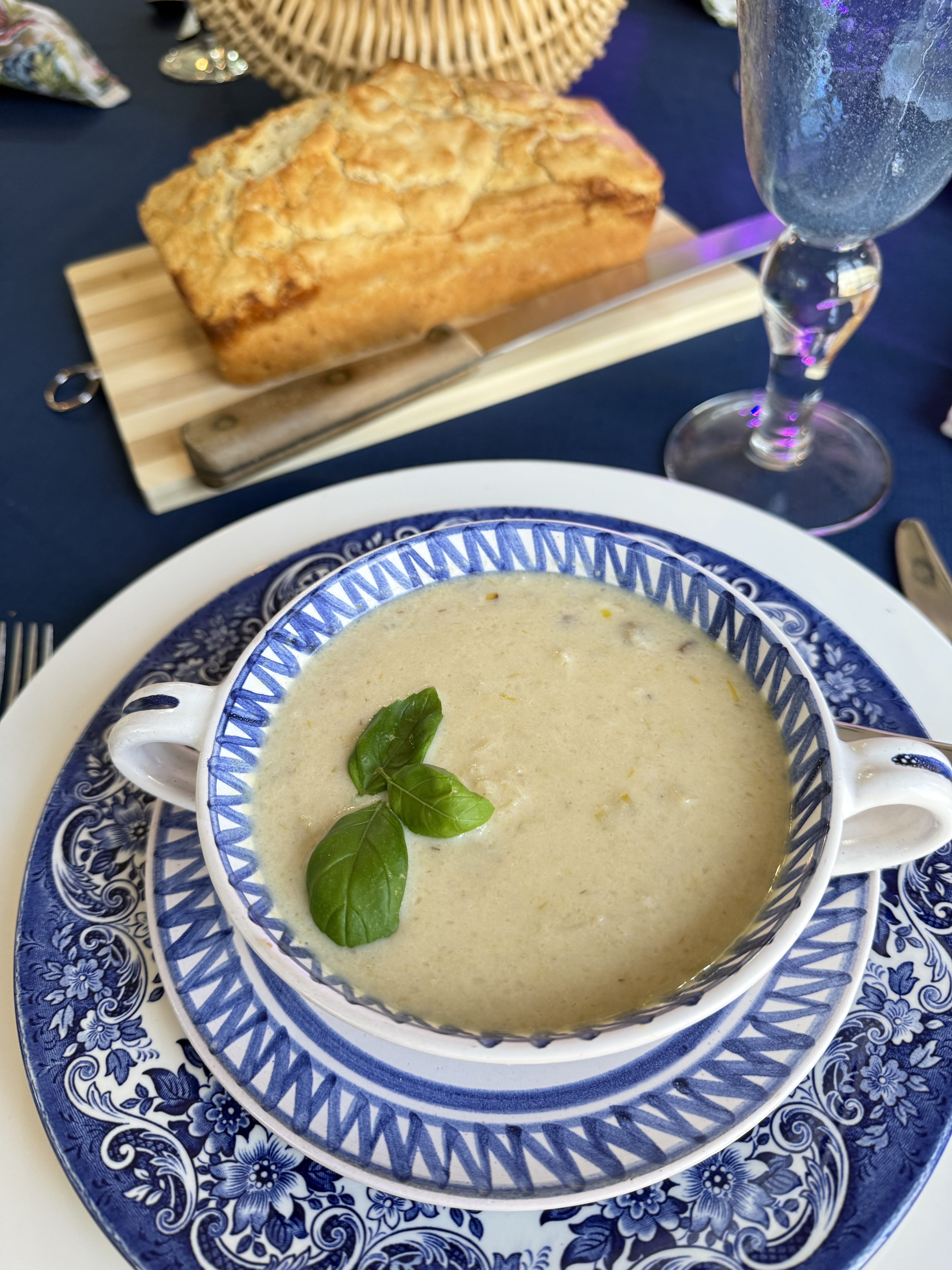 Cozy Homemade Lunch with Cauliflower Soup and Beer Bread