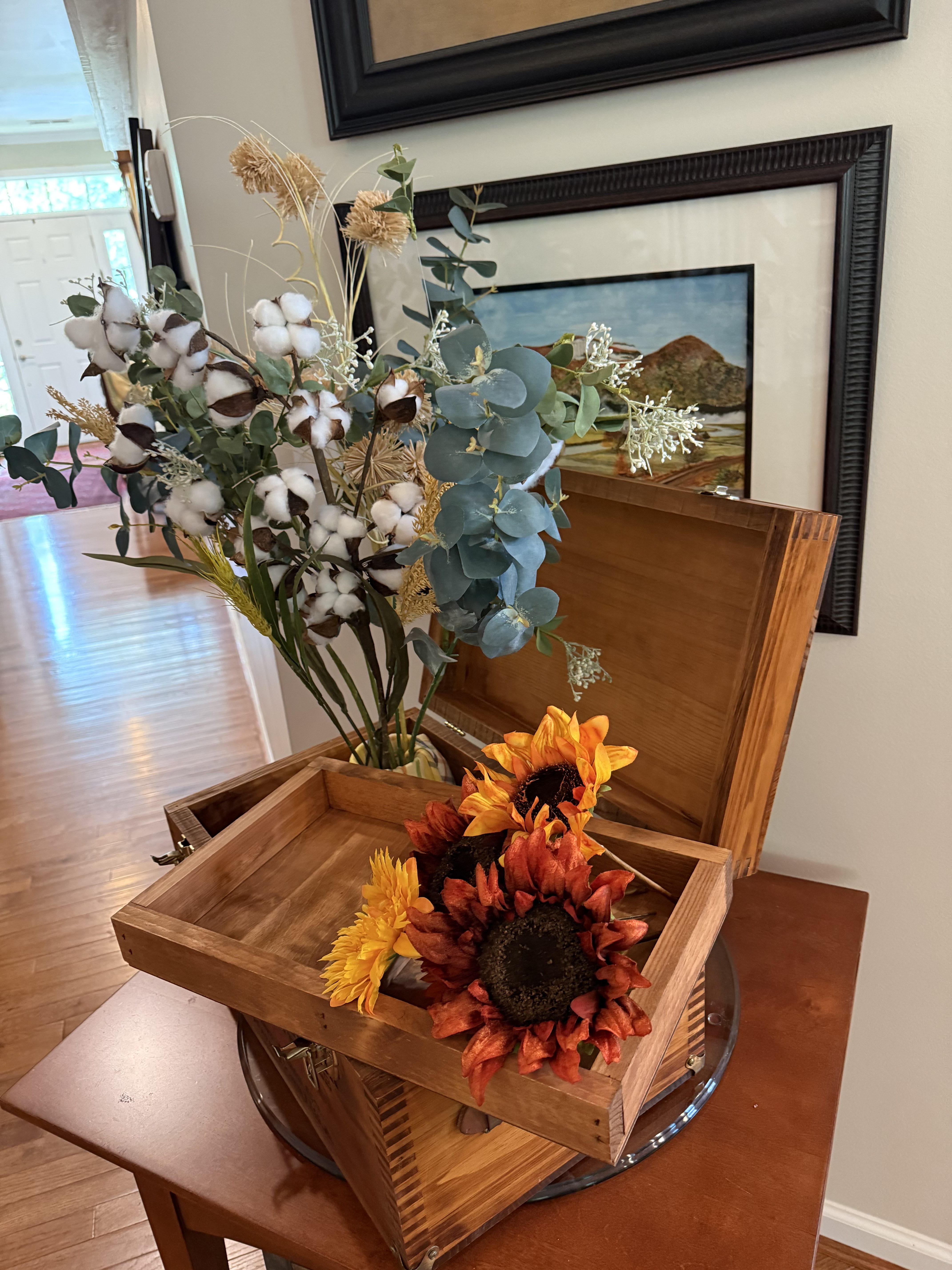 Late Summer Vignette with Charming Thrifted Box Decor